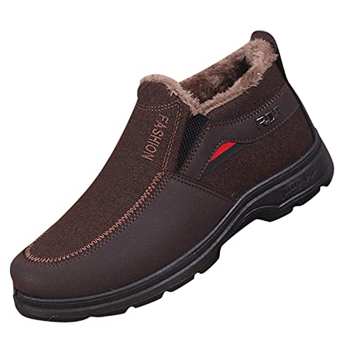 EQWIGKEIT Herren Stiefel Weite H Winterstiefel Leichte Schneestiefel rutschfest Schnürboots Flach Sneakers Outdoor Warm Winterschuhe Slip on Winter-Boots Klassische Gefüttert Wanderstiefel von EQWIGKEIT