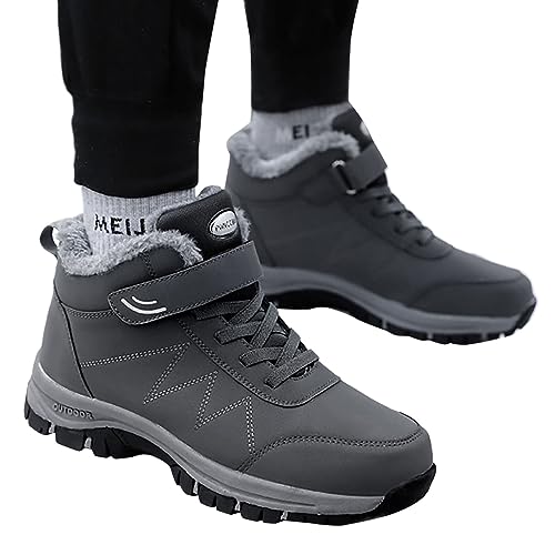 EQWIGKEIT Herren Stiefel Winter Weite H Winterstiefel Slip on Schneeschuhe Rutschfest Schneestiefel Klassische Wanderstiefel Flach Outdoor Sneakers Bequem Winter-Boots Leichte Gefüttert Winterschuhe von EQWIGKEIT