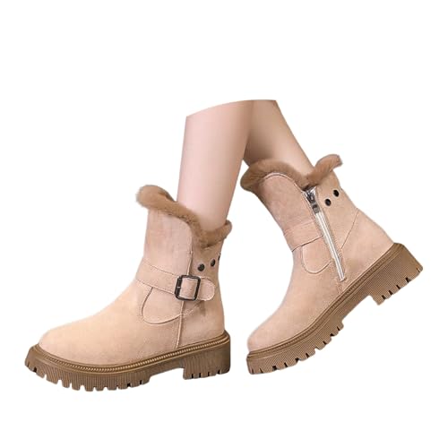 EQWIGKEIT Orthofrei Grace Schneestiefel Wildleder Stiefeletten Damen Gefüttert Winterschuhe - Warm Ankle Boots Wasserdicht Snowboot Mit Futter Winter Winterstiefel Komfort Stiefel Snow Winterboots von EQWIGKEIT