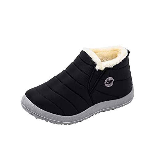 EQWIGKEIT Stiefel Herren Flach Winterstiefel Gefüttert Schnürboots Warm Klassische Winterschuhe Kurze Slip on Winter-Boots Bequem Wanderstiefel rutschfest Outdoor Schneestiefel Barfußschuhe von EQWIGKEIT