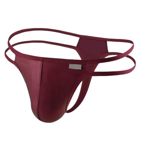 EQWIGKEIT String Tanga Herren Niedrige G-String Lack- Optik Ledershorts Latex Shorts Männer Slip Wetlook Wetlook Thong Unterwäsche Reizwäsche Reizvolle Transparent Lederhose Herren Unterhosen von EQWIGKEIT