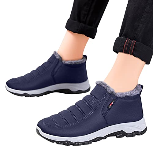 EQWIGKEIT Winter Schuhe Herren Warm Winterstiefel Kurze Schnürboots Weite H Schneestiefel Gefüttert Sneakers Leichte Bequem Wanderstiefel Klassische Barfußschuhe Slip on Flach Stiefel Winter-Boots von EQWIGKEIT