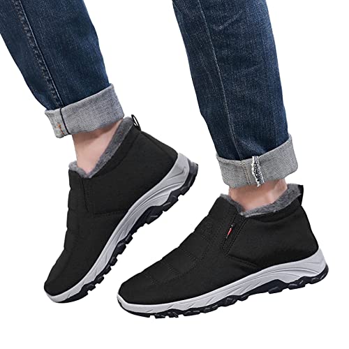 EQWIGKEIT Winter Schuhe Herren Warm rutschfest Schneestiefel Klassische Stiefel Schneeschuhe Weite H Wanderstiefel Kurze Bequem Sneakers Slip on Winter-Boots Leichte Flach Schnürboots Barfußschuhe von EQWIGKEIT