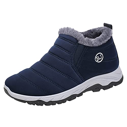 EQWIGKEIT Winterstiefel Herren Outdoor Stiefel Weite H Schneestiefel Leichte Warm Wanderstiefel rutschfest Flach Sneakers Slip on Winter Boots Gefüttert Bequem Schnürboots Winterschuhe von EQWIGKEIT