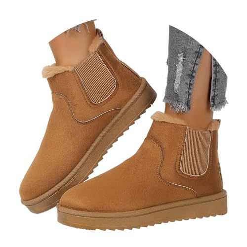 comfy boots damen, Comfy Boots Charmella Damen, Outdoor Rutschfest Winterschuhe Winterstiefel Warm Gefütterte Schneestiefel Slip On Wanderstiefel Winter Plateau Schlupfstiefeletten Schnürboots von EQWIGKEIT