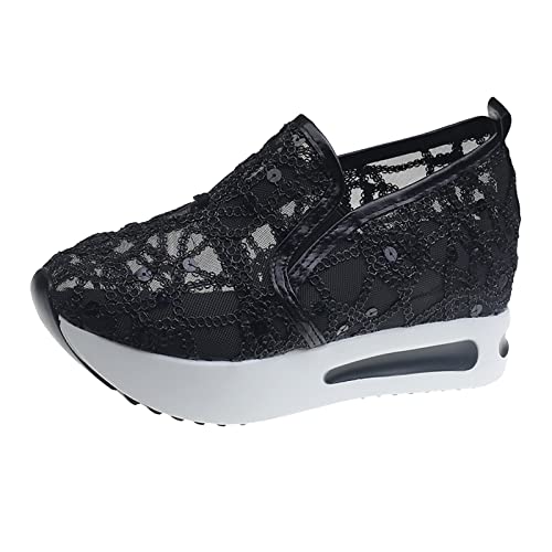 damen schuhe elegant festlich glitzer schwarz, Glitzer Schuhe Damen Plateau Sneaker Pailletten Laufschuhe Walkingschuhe Atmungsaktiv Sportschuhe Outdoor Glänzende Turnschuhe Leichte Freizeit Schuhe von EQWIGKEIT