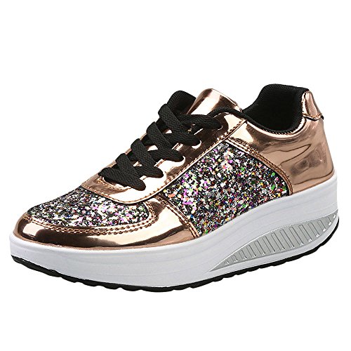 glitzer schuhe damen sneaker, Glitzer Schuhe Damen Sneaker Plateau Turnschuhe Atmungsaktiv Leichte Laufschuhe Spiegel Walkingschuhe Klassisch Lackschuhe Outdoor Sportschuhe Riemchen Tanzschuhe von EQWIGKEIT