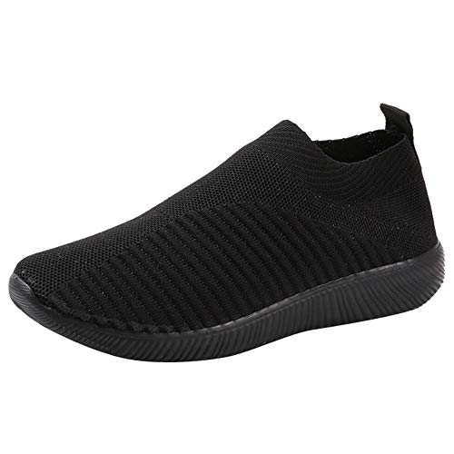 schuhe damen sneaker, Slip on Sneakers Damen Flache Sneaker Fitness Turnschuhe Klassisch Outdoor Laufschuhe Lässige Strapazierfähige Sportschuhe Leichte Atmungsaktiv Straßenlaufschuhe Freizeitschuhe von EQWIGKEIT