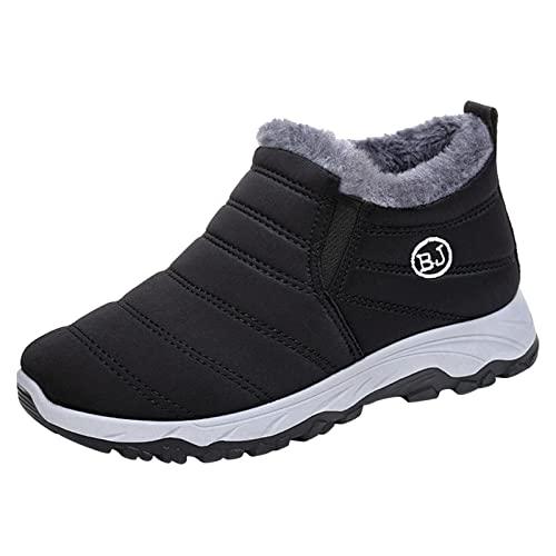 stiefeletten herren, Winterstiefel Herren Outdoor Stiefel Weite H Schneestiefel Leichte Warm Wanderstiefel Rutschfest Flach Sneakers Slip on Winter Boots Gefüttert Bequem Schnürboots Winterschuhe von EQWIGKEIT