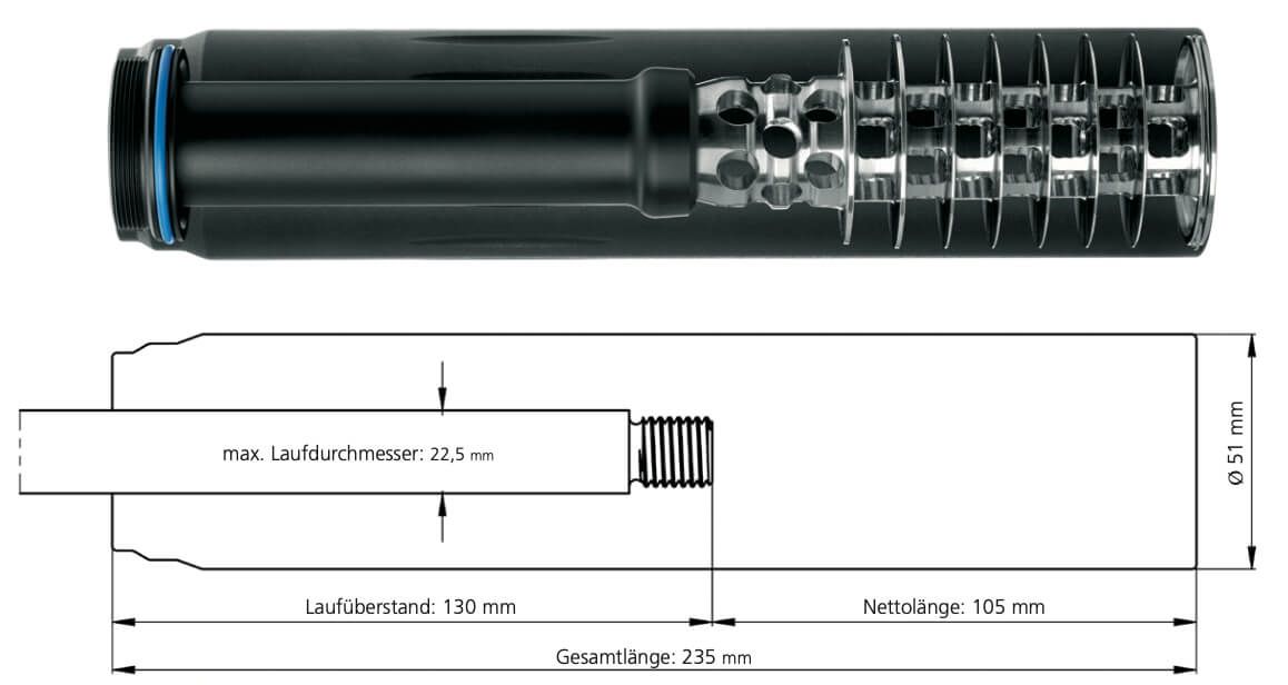ERA-Silencer SOB2S Schalldämpfer 9,3mm (.375) M16x1 von ERA TAC