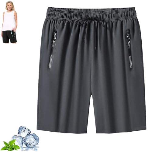 ERGRFHNL Lanenow Shorts for Women, Icedactive - Unisex Ice Silk Quick Drying Stretch Shorts (Gray,L) von ERGRFHNL