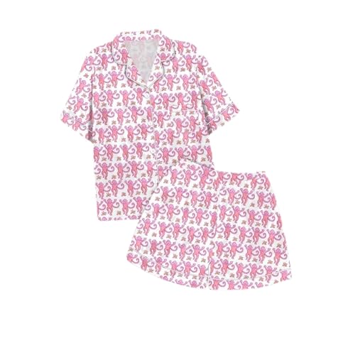 ERGRFHNL Womens 2 Piece Roller Rabbit Pajamas Cute Monkey Pajamas Preppy Kids Set Roller Rabbit Pjs Roller Rabbit Pajamas Dupes (Pink,160) von ERGRFHNL