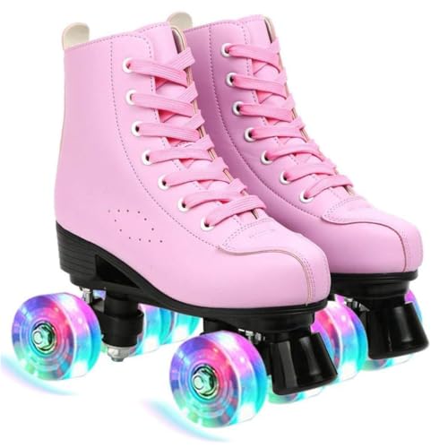 ERNAN Damen Klassische Retro Rollschuhe,Disco Roller,Classic Roller | Rollschuhe für Kinder und Erwachsene, komfortabl LED Rollerskates für Jugendliche und Anfänger.Mädchen (Pink, 41) von ERNAN