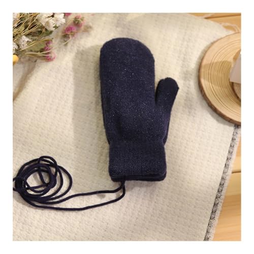 ERQIAO Winter-Damenmodelle plus Samt, verdickte, kältebeständige Strickhandschuhe, Damen, Herbst und Winter, doppellagig, warme Handschuhe (marineblaues Seil) von ERQIAO