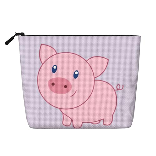 ERTTNT Kosmetiktasche mit niedlichem Schweine-Aufdruck, groß, einlagig, mit Reißverschluss, für Kosmetik, Damen, Schwarz, Einheitsgröße, Schwarz , Einheitsgröße von ERTTNT