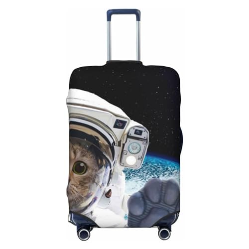 ERTYBD Kofferbezug mit Katzen-Astronauten-Motiv, waschbare Kofferabdeckungen, modische Gepäckabdeckung, kratzfester Koffer-Schutz, Katzen-Astronaut, Cat Astronaut, S von ERTYBD