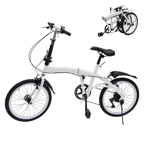 ERnonde 20 Zoll Erwachsene Faltrad, Klappfahrrad 6-Gang Doppel V-Bremse Fahrrad, Höhenverstellbar Klapprad Camping City Bike Gift Weiß ERnonde 20 Zoll Erwachsene Faltrad, Klappfahrrad 6-Gang Doppel V-Bremse Fahrrad, Höhenverstellbar Klapprad Camping City Bike Gift Weiß von ERnonde