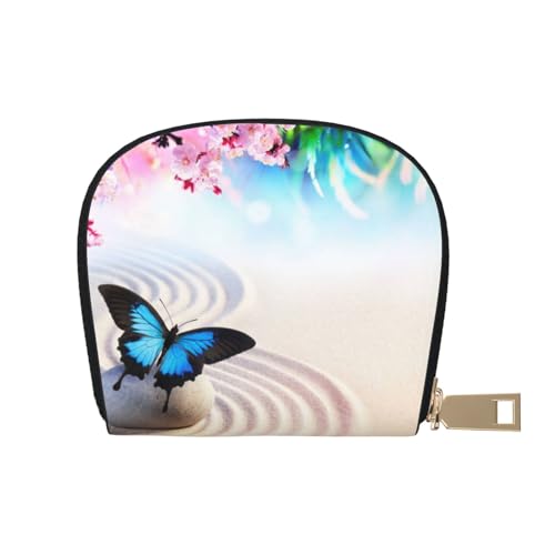 ESASAM Zen Design Schmetterling Druck Leder Shell Karte Tasche Stilvolle Lederschale Karten-Tasche – klein, praktisch und wasserdicht, weiß, Einheitsgröße von ESASAM