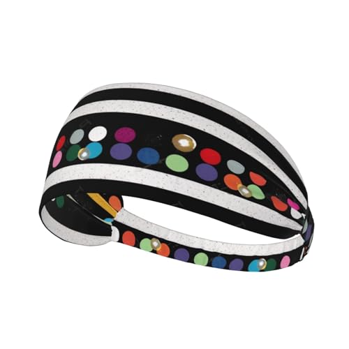 Glitzerndes Regenbogen-Stirnband, gepunktet, Schwarz und Weiß, 2 Sport-Stirnbänder, elastisches Design, weich und atmungsaktiv von ESASAM