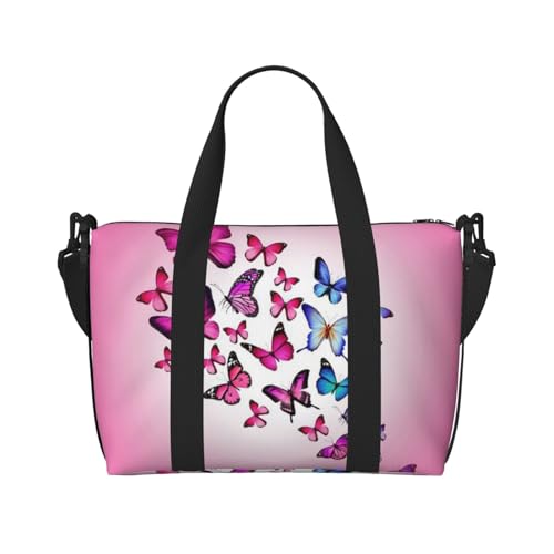 Handreisetasche, Motiv: rosa Schmetterlinge, stilvolle Handreisetasche, Schwarz , Einheitsgröße von ESASAM