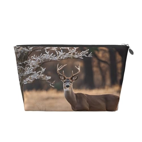 Inklusive Whitetail Deer Leder-Reise-Kulturbeutel, ein modischer und praktischer Make-up-Organizer, silber, Einheitsgröße von ESASAM