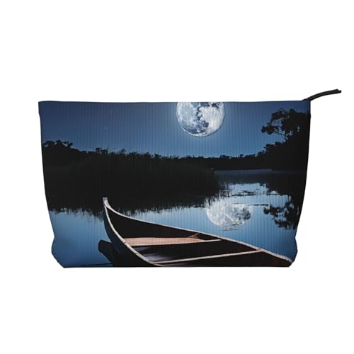 Moonlit Kanu Allagash River Cord Make-up-Tasche, stilvoll und langlebig, tragbar und leicht, Schwarz , Einheitsgröße von ESASAM