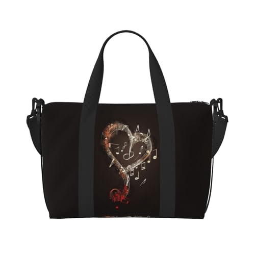 Musiksymbole Love Print Handreisetasche Stilvolle Handreisetasche, Schwarz , Einheitsgröße von ESASAM