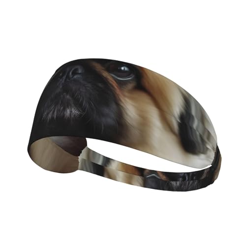 Niedliches Pekinese-Sport-Stirnband, elastisches Design, weich und atmungsaktiv von ESASAM