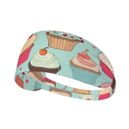 Sport-Stirnband mit Cupcake-Muster, elastisches Design, weich und atmungsaktiv von ESASAM