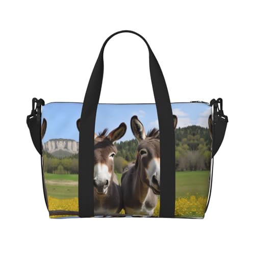 Süße Esel-Druck-Handreisetasche, stilvolle Handreisetasche, Schwarz , Einheitsgröße von ESASAM