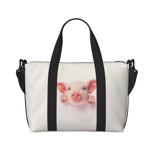 Süße Schweine-Druck-Handreisetasche, stilvolle Handreisetasche, Schwarz , Einheitsgröße von ESASAM