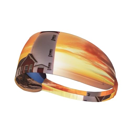 Sunset Lighthouse Sport-Stirnband, elastisches Design, weich und atmungsaktiv von ESASAM