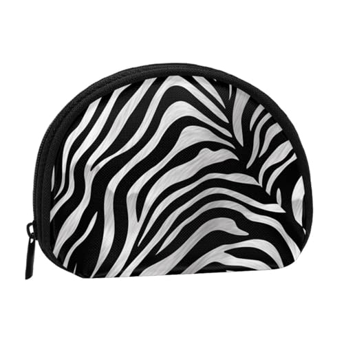 Tragbare Mini-Aufbewahrungstasche mit Zebra-Druck, stilvolle und kompakte Münzbörse, geeignet für den täglichen Gebrauch, Schwarz , Einheitsgröße von ESASAM