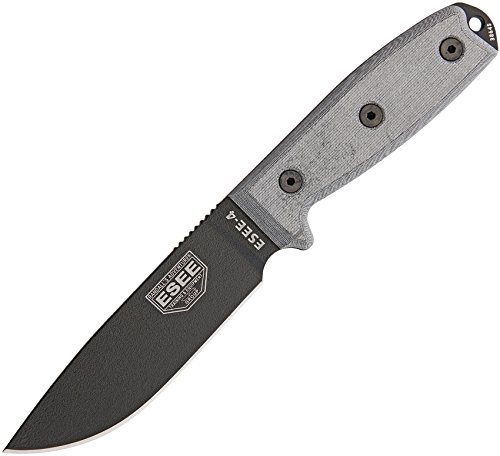 ESEE ES4PMBB Messer mit fester Klinge, Unisex, Erwachsene, Schwarz, Einheitsgröße von ESEE