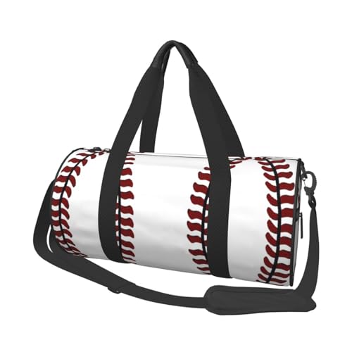 Baseball-Softball-Schnürsenkel-Druck, Reisetasche, faltbar, Turnbeutel, Wochenendtasche für Damen, große Reisetasche, Kabinentasche für Sport und Reisen, Schwarz , Einheitsgröße von ESNAIUVCD