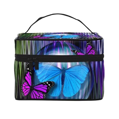 ESNAIUVCD Kulturbeutel mit Schmetterlings-Aufdruck, große Kosmetiktasche, Reise-Make-up-Tasche, Organizer für Damen, Schwarz , Einheitsgröße, Kosmetikkoffer ESNAIUVCD Kulturbeutel mit Schmetterlings-Aufdruck, große Kosmetiktasche, Reise-Make-up-Tasche, Organizer für Damen, Schwarz , Einheitsgröße, Kosmetikkoffer von ESNAIUVCD