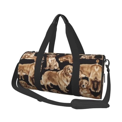 Golden Retrievers Reisetasche, faltbar, für Übernachtung, Wochenende, große Reisetasche, Kabinentasche für Sport und Reisen, Schwarz , Einheitsgröße von ESNAIUVCD