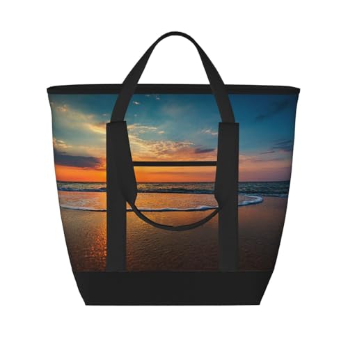 Isolierte Kühltasche mit Sonnenuntergang-Aufdruck, auslaufsicher, Thermotasche für Lebensmittel, mit Schultergurt, faltbar, isoliert, Lunch-Tragetasche, wiederverwendbar, Lebensmitteleinkauf von ESNAIUVCD