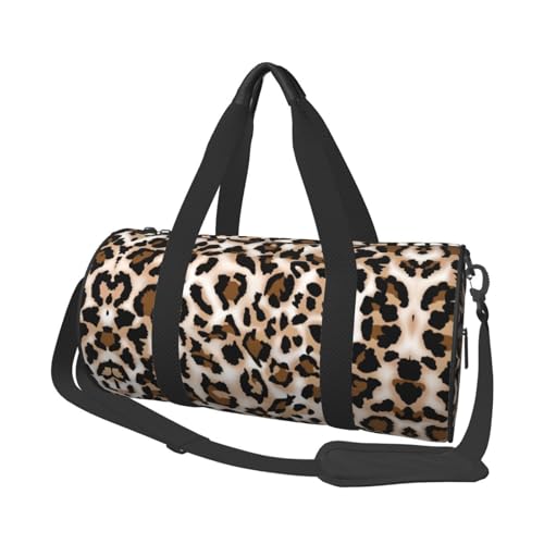 Reisetasche mit Leopardenmuster, faltbare Sporttasche, Wochenendtasche für Damen, große Reisetasche, Kabinentasche für Sport und Reisen, Schwarz , Einheitsgröße von ESNAIUVCD