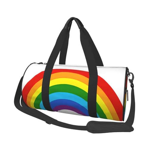 Reisetasche mit Regenbogen-Aufdruck, faltbar, Turnbeutel, Wochenendtasche für Damen, große Reisetasche, Kabinentasche für Sport und Reisen, Schwarz , Einheitsgröße von ESNAIUVCD