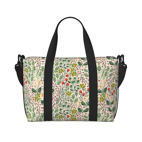 Turnbeutel mit Rosen-Aufdruck für Damen, Wochenendtasche, Übernachtungstasche, persönliche Gegenstände, Schultertasche für Damen und Herren, Einheitsgröße, Schwarz , Einheitsgröße von ESNAIUVCD