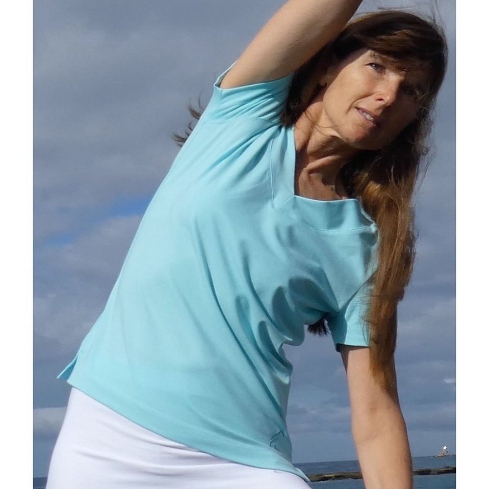 ESPARTO Yogashirt Yoga V-Shirt Farishta in Bio-Baumwolle V-Shirt mit kurzen Ärmeln, unten geschlitzt ESPARTO Yogashirt Yoga V-Shirt Farishta in Bio-Baumwolle V-Shirt mit kurzen Ärmeln, unten geschlitzt von ESPARTO