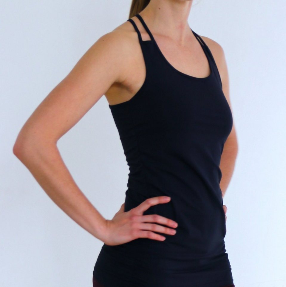 ESPARTO Yogatop Spaghettishirt Suramya in Bio-Baumwolle geraffte Seiten ESPARTO Yogatop Spaghettishirt Suramya in Bio-Baumwolle geraffte Seiten von ESPARTO