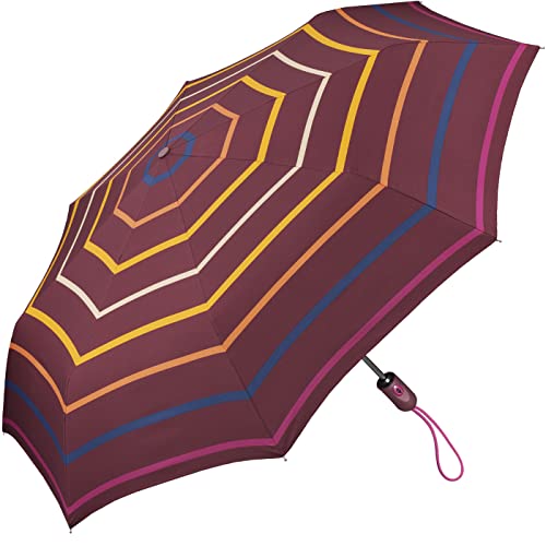 Esprit Easymatic Light Flower Rain Taschenschirm - Banner gestreift braun - 97 cm, bordeaux, 97 cm von ESPRIT