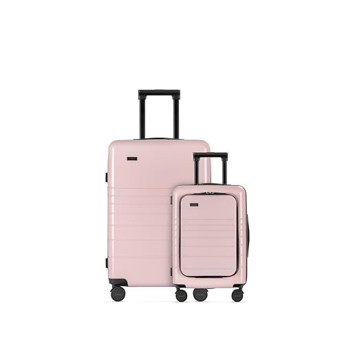 ETERNITIVE - Hartschalenkoffer Set - Klein und Groß I Rollkoffer aus Polycarbonat & ABS I Größe: 54 & 74 cm I Reisekoffer mit Rollen 360° und TSA-Schloss I Koffer Handgepäck 33L & 98L I Rosa von ETERNITIVE