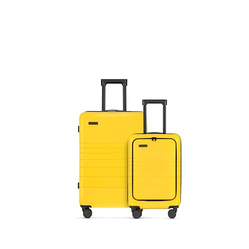 ETERNITIVE - Hartschalenkoffer Set - Klein und Mittel I Leichter Rollkoffer aus ABS I Größe: 65,5cm & 55 cm I Reisekoffer mit Rollen 360° I Handgepäck 40L & 62,5LI Trolley mit TSA-Schloss I Gelb von ETERNITIVE