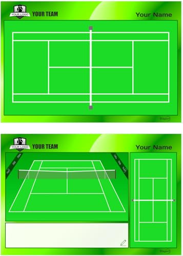 ETISPORT Tennis-Rasen-Taktiktafel - Doppelseitig, geeignet für trocken abwischbaren Marker. Personalisiert mit Farbe, Wappen oder Logo, Namen und Verein. (Standard) von ETISPORT