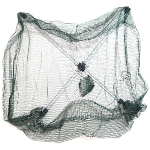 60x60cm Faltbare Angelnetzfalle, Köderfischsenke, Fischsenke, Shrimp Lobster Cage Trap Cast Net Zum Angeln, Köderfischsenke Mit Rand, Faltbar Köderfischreuse Mit Futterbeutel, Tragbare Köderfischsenke von ETUCYNG