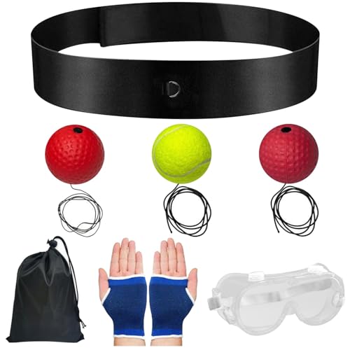 ETUCYNG Boxtrainingsball Mit Stirnband, Boxbälle Mit Kopfband, Boxen Reflexball, Boxen Training Ball, Boxtraining Trainingsgerät Für Reaktion, Agilität, Schlaggeschwindigkeit, Kampffähigkeit von ETUCYNG