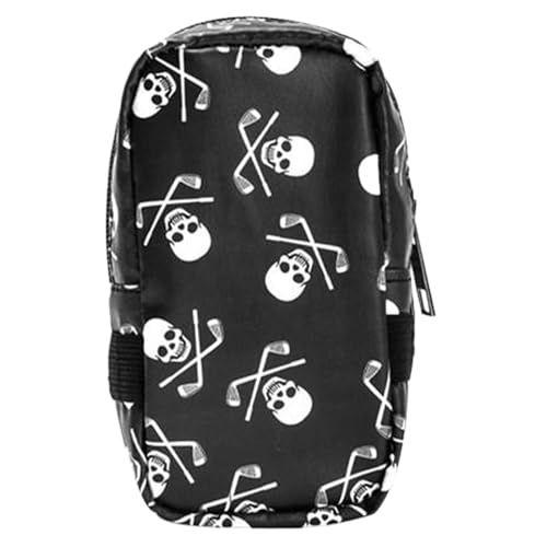 ETUCYNG Golfballtasche,Golfballtasche - Totenkopf-Bedruckte PU-Balltasche für Golfer,Schutzhülle, Golf-Tee-Beutel, Golfball-Taschenhalter, Golf-Zubehör für Golfschlägerball und Tee von ETUCYNG